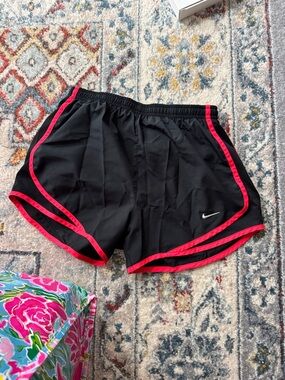 Nike Black Women's Athletic Shorts with Red Trim xs